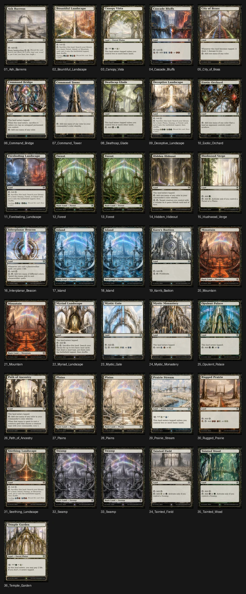 Contact sheet of Compleated Loyalty land card masters
